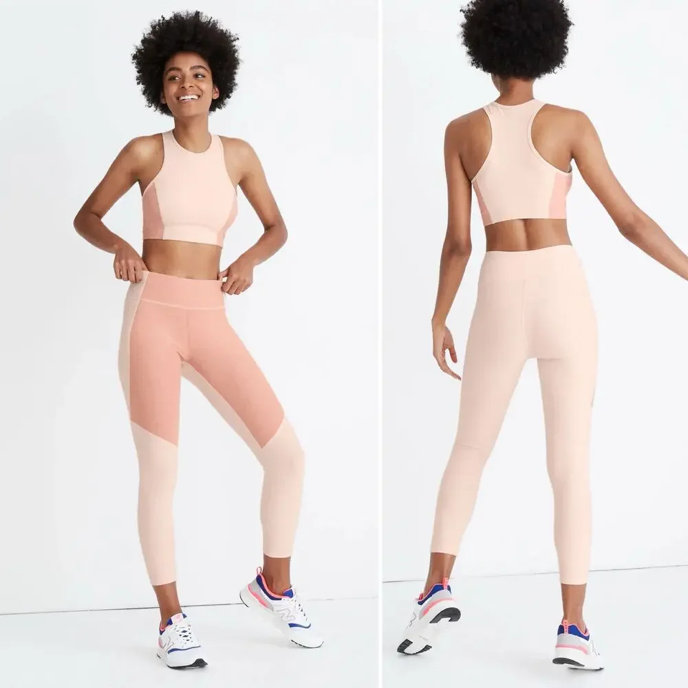 Outdoor Voices 3/4 Warmup Leggings Pink Colorblock XS Athletic Pants EUC - Picture 2 of 5